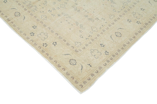Kayseri Vintage Beige Vintage Cotton Wool Handmade Area Rug 6'7'' x 9'7''