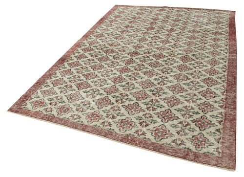 Kayseri Vintage Beige Vintage Cotton Wool Handmade Area Rug 6'1'' x 9'0''