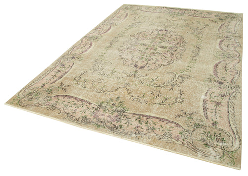 Kayseri Vintage Beige Vintage Cotton Wool Handmade Area Rug 6'9'' x 10'0''