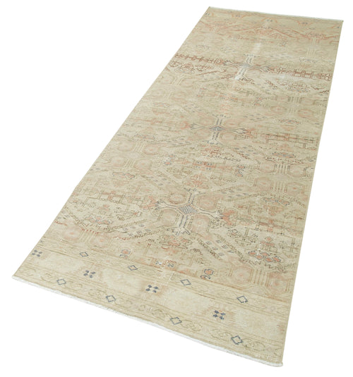 Kayseri Vintage Beige Vintage Cotton Wool Handmade Area Rug 2'9'' x 8'7''