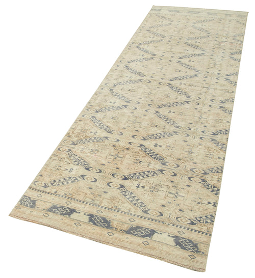 Kayseri Vintage Beige Vintage Cotton Wool Handmade Area Rug 2'10'' x 9'6''