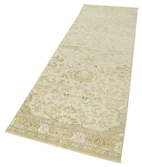Kayseri Vintage Beige Vintage Cotton Wool Handmade Area Rug 2'10'' x 9'9''