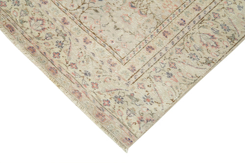 Kayseri Vintage Beige Vintage Cotton Wool Handmade Area Rug 2'7'' x 9'3''