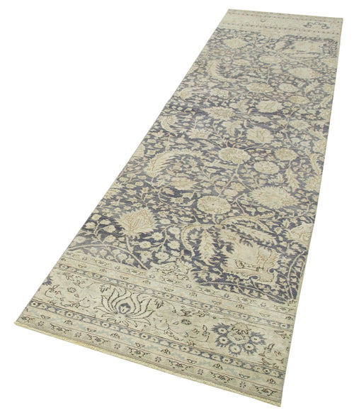 Kayseri Vintage Beige Vintage Cotton Wool Handmade Area Rug 2'9'' x 10'11''