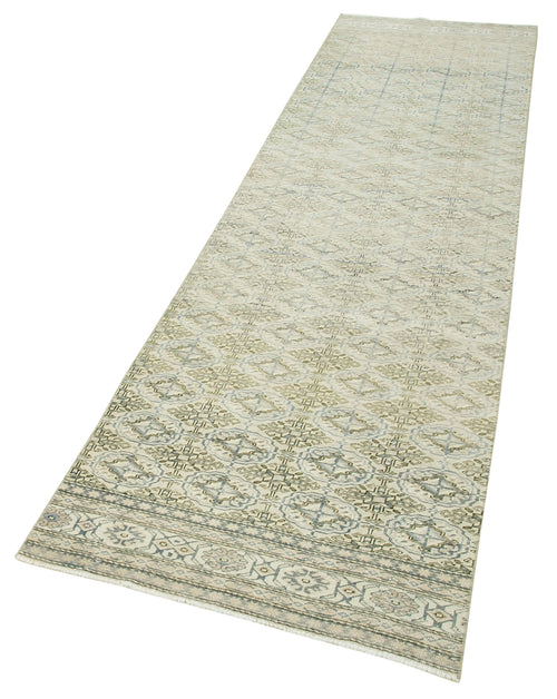 Kayseri Vintage Beige Vintage Cotton Wool Handmade Area Rug 2'7'' x 9'8''