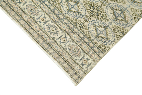 Kayseri Vintage Beige Vintage Cotton Wool Handmade Area Rug 2'7'' x 9'8''