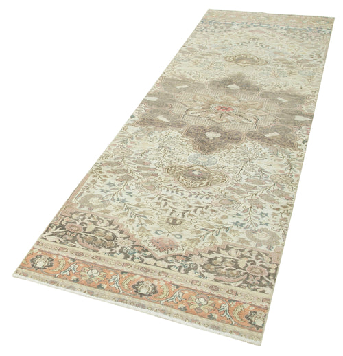Kayseri Vintage Beige Vintage Cotton Wool Handmade Area Rug 2'9'' x 9'0''