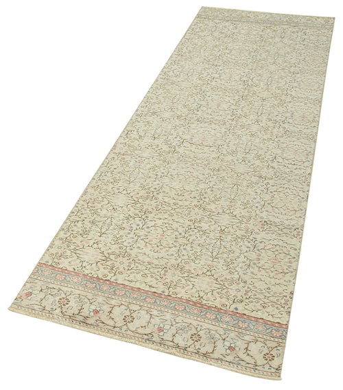 Kayseri Vintage Beige Vintage Cotton Wool Handmade Area Rug 2'7'' x 8'11''
