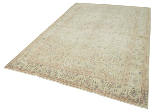 Kayseri Vintage Beige Vintage Cotton Wool Handmade Area Rug 6'5'' x 9'8''