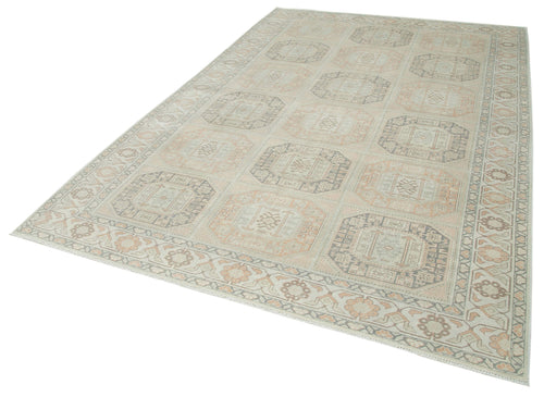 Kayseri Vintage Beige Vintage Cotton Wool Handmade Area Rug 6'6'' x 9'9''
