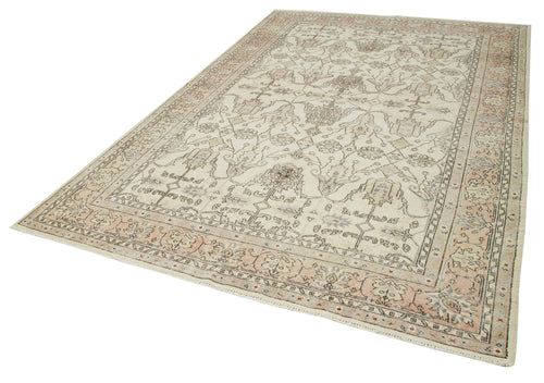Kayseri Vintage Beige Vintage Cotton Wool Handmade Area Rug 6'9'' x 10'0''
