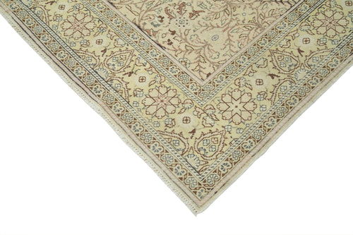 Kayseri Vintage Beige Vintage Cotton Wool Handmade Area Rug 6'5'' x 9'4''