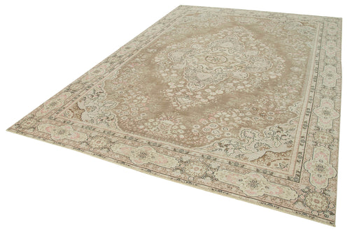 Kayseri Vintage Beige Vintage Cotton Wool Handmade Area Rug 7'7'' x 11'0''
