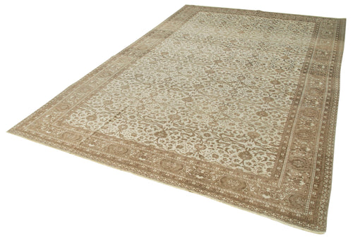 Kayseri Vintage Beige Vintage Cotton Wool Handmade Area Rug 7'3'' x 10'11''