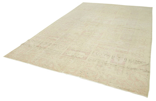 Kayseri Vintage Beige Vintage Cotton Wool Handmade Area Rug 7'8'' x 12'1''