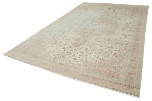 Kayseri Vintage Beige Vintage Cotton Wool Handmade Area Rug 8'0'' x 12'10''