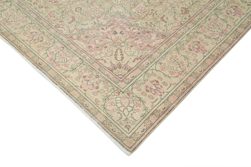 Kayseri Vintage Beige Vintage Cotton Wool Handmade Area Rug 8'10'' x 12'10''