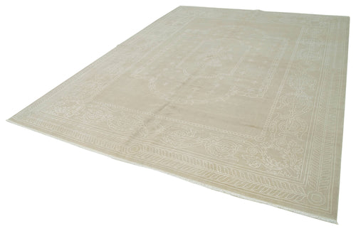 Kayseri Vintage Beige Vintage Cotton Wool Handmade Area Rug 8'6'' x 11'6''