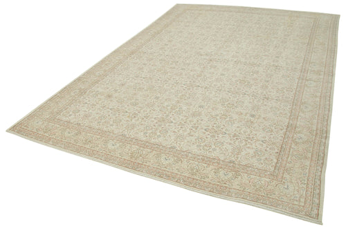 Kayseri Vintage Beige Vintage Cotton Wool Handmade Area Rug 7'9'' x 11'9''