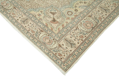 Kayseri Vintage Beige Vintage Cotton Wool Handmade Area Rug 7'3'' x 11'1''
