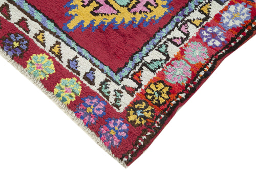 Vintage Herki Red Vintage Cotton Wool Handmade Area Rug 2'10'' x 13'0''