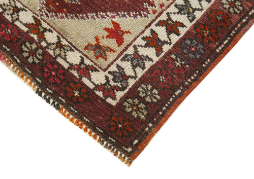 Vintage Herki Red Vintage Cotton Wool Handmade Area Rug 2'6'' x 13'9''