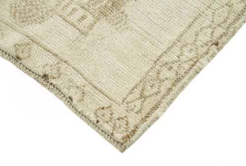 Vintage Herki Beige Vintage Cotton Wool Handmade Area Rug 2'9'' x 11'5''