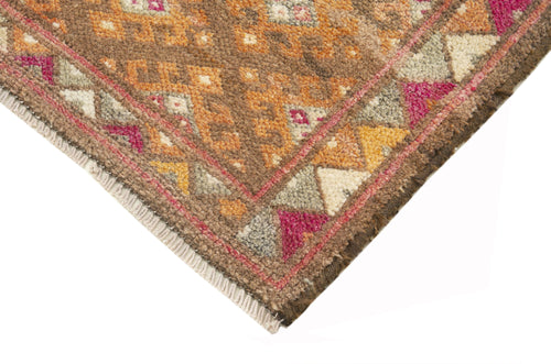 Vintage Herki Beige Vintage Cotton Wool Handmade Area Rug 2'9'' x 12'4''