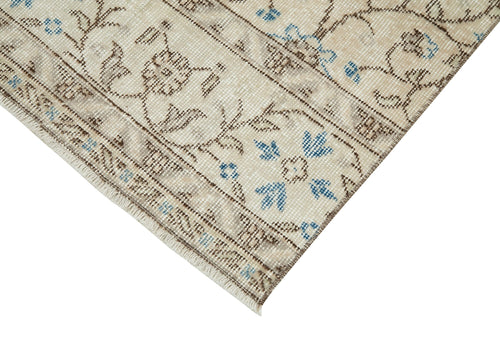 Overdyed Vintage Beige Vintage Cotton Wool Handmade Area Rug 2'7'' x 10'2''