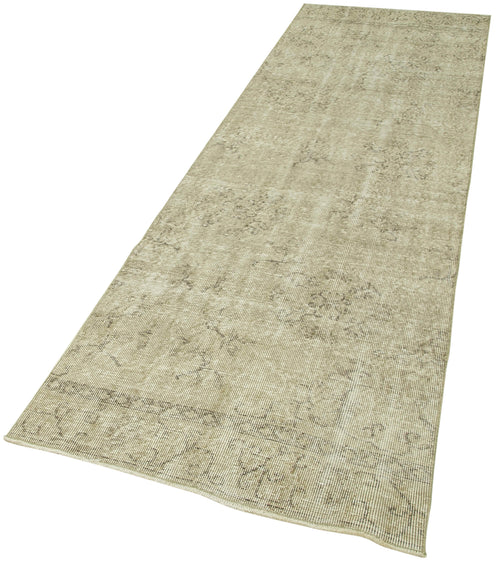 Overdyed Vintage Beige Vintage Cotton Wool Handmade Area Rug 3'2'' x 10'1''