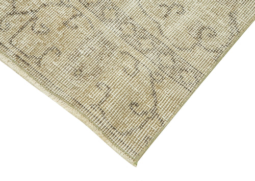 Overdyed Vintage Beige Vintage Cotton Wool Handmade Area Rug 3'2'' x 10'1''