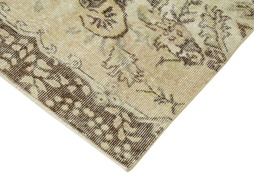 Overdyed Vintage Beige Vintage Cotton Wool Handmade Area Rug 3'0'' x 10'4''