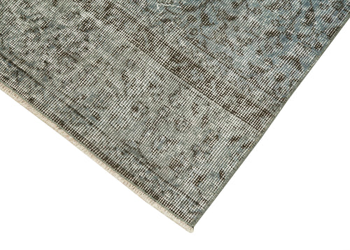 Overdyed Vintage Blue Vintage Cotton Wool Handmade Area Rug 2'7'' x 9'10''