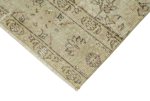 Overdyed Vintage Beige Vintage Cotton Wool Handmade Area Rug 2'9'' x 10'11''