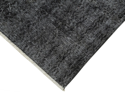 Overdyed Vintage Black Vintage Cotton Wool Handmade Area Rug 2'10'' x 10'3''