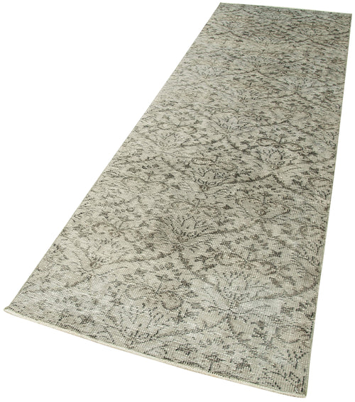 Handmade Area Rug – Overdyed Beige Vintage Cotton Wool Carpet 3'0" x 10'0"