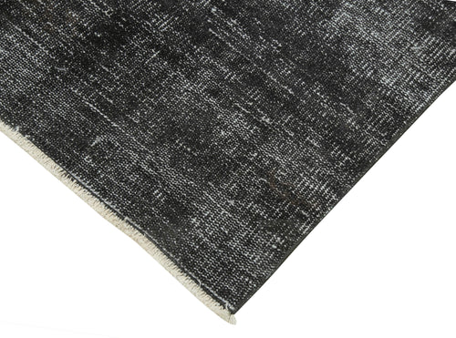 Overdyed Vintage Black Vintage Cotton Wool Handmade Area Rug 2'8'' x 9'8''