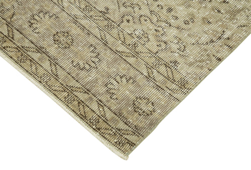 Overdyed Vintage Beige Vintage Cotton Wool Handmade Area Rug 3'0'' x 10'2''