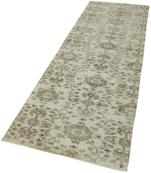 Overdyed Vintage Beige Vintage Cotton Wool Handmade Area Rug 2'8'' x 8'11''