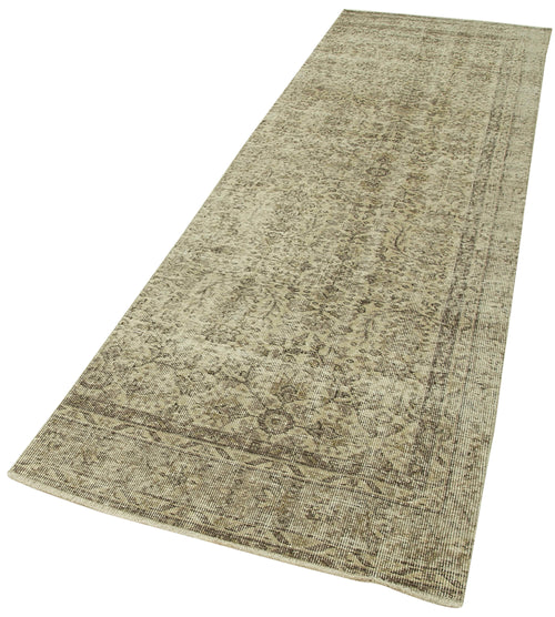 Overdyed Vintage Beige Vintage Cotton Wool Handmade Area Rug 3'0'' x 10'1''