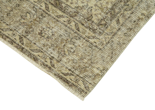 Overdyed Vintage Beige Vintage Cotton Wool Handmade Area Rug 3'0'' x 10'1''
