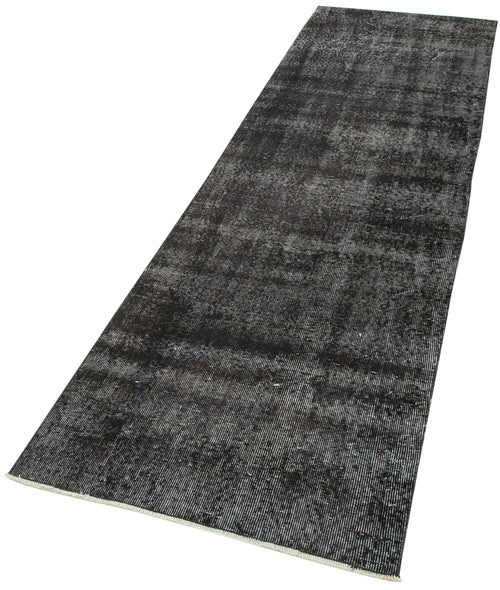 Overdyed Vintage Black Vintage Cotton Wool Handmade Area Rug 2'7'' x 9'6''
