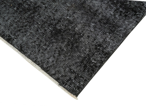 Overdyed Vintage Black Vintage Cotton Wool Handmade Area Rug 2'7'' x 9'6''