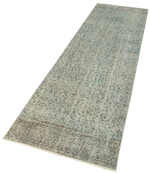Overdyed Vintage Grey Vintage Cotton Wool Handmade Area Rug 2'7'' x 9'11''