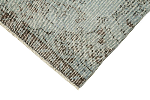 Overdyed Vintage Blue Vintage Cotton Wool Handmade Area Rug 2'11'' x 9'5''