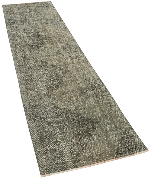 Overdyed Vintage Grey Vintage Cotton Wool Handmade Area Rug 2'4'' x 9'7''