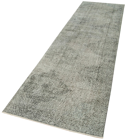 Overdyed Vintage Grey Vintage Cotton Wool Handmade Area Rug 3'0'' x 11'10''
