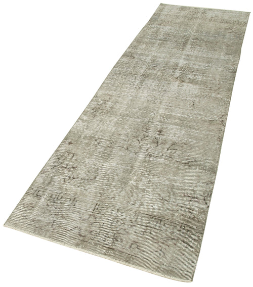 Overdyed Vintage Grey Vintage Cotton Wool Handmade Area Rug 2'7'' x 9'7''