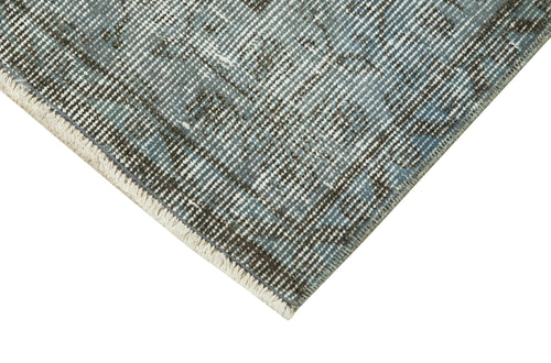 Overdyed Vintage Blue Vintage Cotton Wool Handmade Area Rug 2'6'' x 10'8''