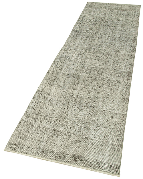 Overdyed Vintage Grey Vintage Cotton Wool Handmade Area Rug 2'8'' x 9'11''